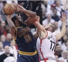  ?? STEVE RUSSELL TORONTO STAR FILE PHOTO ?? Tristan Thompson, left, is on Canada’s roster for the second round of qualifying for the FIBA World Cup. Canada opens with a home-and-away series against Brazil next week in Laval, Que.