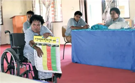  ?? Photo: Fiji Disabled People’s Federation ?? Litia Naitanui from the Fiji Disabled People’s Federation at the Tavua Disability Inclusion Emergency and Tavua branch annual general meeting on November 13, 2021.