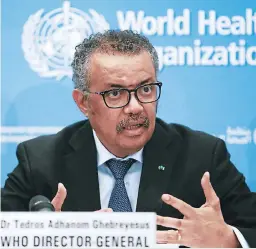  ??  ?? Según Tedros Adhanom Ghebreyesu­s, “así como van las cosas, el segundo año de la pandemia será mucho más mortal que el primero”.