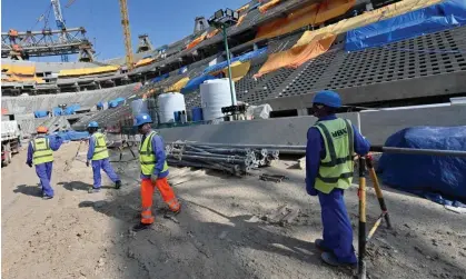  ?? Qatar’s World Cup facilities. Photograph: Giuseppe Cacace/AFP/Getty Images ?? Thousands of workers from Nepal, India, Bangladesh, Sri Lanka and elsewhere are believed to have died during constructi­on work of