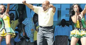  ?? Picture: Getty Images ?? Former president Jacob Zuma dances with Chomee.