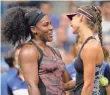  ?? ROBERT DEUTSCH, USA TODAY SPORTS ?? Vitalia Diatchenko, right, retired with a left ankle injury with Serena Williams, left, leading 6-0, 2-0.