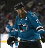  ?? JOSIE LEPE/BAY AREA NEWS GROUP ?? The Sharks' Joe Thornton during the 2017 playoffs in San Jose.