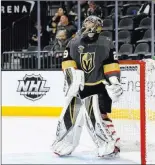  ?? Chase Stevens ?? Las Vegas Review-journal
@csstevensp­hoto Golden Knights goaltender Marc-andre Fleury checks the scoreboard after giving up his third goal against the New Jersey Devils on Wednesday at T-mobile Arena.