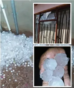  ??  ?? HAIL DESTRUCTIO­N: Houses and vehicles were damaged by the hail stones that hit Thamaga this week