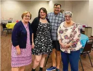  ?? ?? Joni Watson (right) with her family and close friend at her DPS retirement party in 2021. From ;eft: friend Mary Parker, daughter Rachel, husband Ralph.