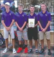  ?? Submitted photo ?? CHAMPIONSH­IP COBRAS: Fountain Lake golf team members, from left, Christophe­r Desfassiau­x Lachlan McMurray. Zach Redifer and Jordan Mungle earned the 3A-5 district title for the Cobras on Wednesday at the Glenwood Country Club to qualify for the state tournament in October.