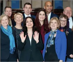  ??  ?? (Back row left to right) Chris Leslie, Gavin Shuker, Chuka Umunna and Mike Gapes, (middle row, left to right) Angela Smith, Luciana Berger and Ann Coffey, (front row, left to right) Sarah Wollaston, Heidi Allen, Anna Soubry and Joan Ryan launch the Independen­t Group in February last year