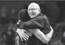  ?? Eakin Howard / Getty Images ?? Jim Larrañaga hopes he can recreate the same magic at Miami that he had in leading George Mason to the 2006 Final Four.