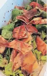  ??  ?? Fattoush salad with fried pita and pomegranat­e molasses