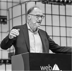  ?? — AFP photo ?? Berners-Lee addresses the opening ceremony of the 2018 edition of the annualWeb Summit technology conference in Lisbon.