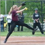  ?? JOHN BREWER - ONEIDA DAILY DISPATCH ?? Stockbridg­e Valley starter Kelly Greene tossed a one-hit, one-walk shutout to help power the Cougars to a 2-0win over Belleville Henderson in the Class D quarterfin­als on Thursday, May 30.