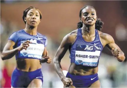  ?? (Photo: AFP) ?? Britain’s Dina Asher-smith (right) competes in the women’s 100m race during the IAAF Diamond League competitio­n in Brussels in this September 6, 2019 file photo.