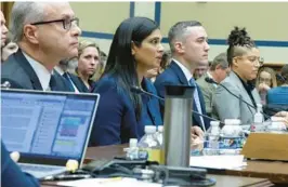  ?? ALEX WONG/GETTY ?? Former Twitter executives James Baker, from left, Vijaya Gadde and Yoel Roth join former employee Anika Collier Navaroli in testifying Wednesday at the hearing.