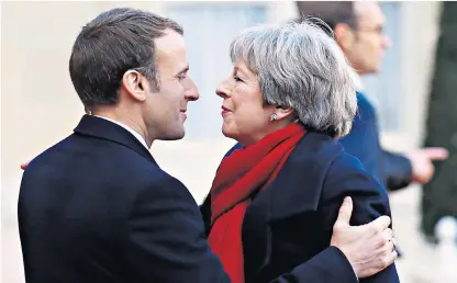  ??  ?? Emmanuel Macron; welcomes Theresa May, left. Mr Macron, below; Richard Branson and Bill Gates, below left