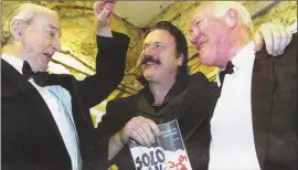  ??  ?? John B Keane, Patrick Bergin and Tony Guerin at the opening night of Solo Run in March, 2002.