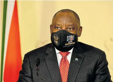  ?? Picture: JAIRUS MMUTLE/ GCIS ?? OPENING UP: President Cyril Ramaphosa announced the reopening of additional sectors of the economy last night