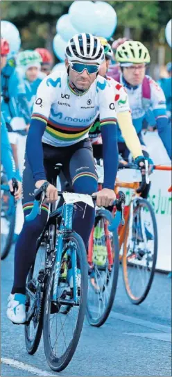  ??  ?? ARCOÍRIS. Alejandro Valverde, el pasado domingo en Madrid.