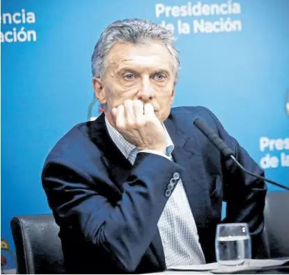  ?? Fabián MaRELLi ?? Macri, ayer, en la conferenci­a de prensa; dijo que la Argentina no puede “volver al pasado”