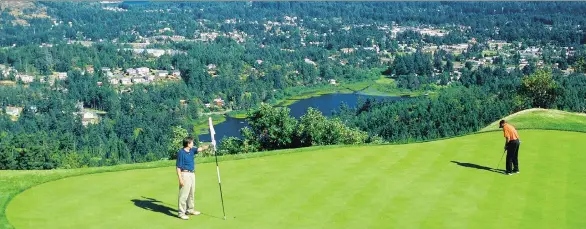  ?? BEAR MOUNTAIN RESORT ?? Golfers test their mettle at The Westin Bear Mountain Victoria Golf Resort & Spa, one of 13 courses on the Vancouver Island Golf Trail.