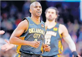  ?? [SARAH PHIPPS/ THE OKLAHOMAN] ?? Oklahoma City Thunder point guard Chris Paul might be on the trading block, with the Phoenix Suns as the possible destinatio­n.