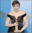  ?? JORDAN STRAUSS/ INVISION/THE ASSOCIATED PRESS ?? Lena Dunham, whose Girls won a Golden Globe on Sunday, told Howard Stern: “I’m not super thin, but I’m thin for, like, Detroit.”