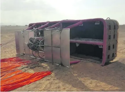  ?? Courtesy Sharjah Police ?? Dutch pilot Jelke Haven and five tourists were injured after their hot-air balloon crashed just over a week ago.