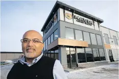  ?? GREG PENDER/ SASKATOON STARPHOENI­X ?? Raj Kavia, owner of Kavia Auto Body, stands in front of new 33rd Street East location.