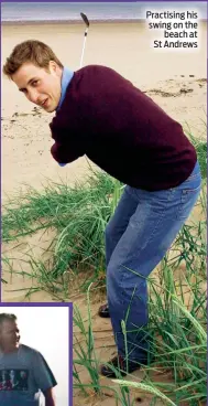  ??  ?? Practising his swingonthe beach at St Andrews