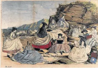  ?? JOHN LEECH ?? Varias mujeres realizan labores típicas de la geología en esta ilustració­n del XIX.