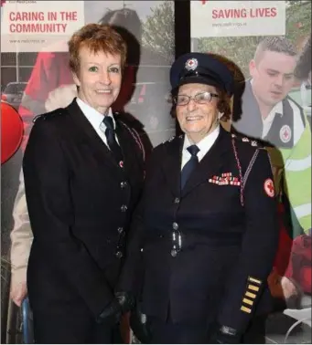  ??  ?? Mrs Sheehan with her daughter, Imelda O’Connor, at a function in Cork City Hall in 2014, where they were honoured for their combined 100+ years’ service to the Red Cross.