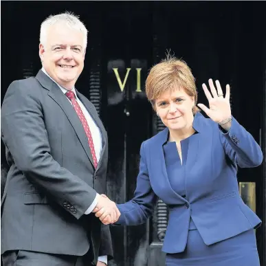  ?? Jeff J Mitchell ?? > First Minister of Scotland Nicola Sturgeon and First Minister of Wales Carwyn Jones in Edinburgh