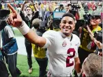  ?? JOHN AMIS/AP PHOTO ?? Alabama quarterbac­k Jalen Hurts speaks to fans after the Southeaste­rn Conference championsh­ip game against Georgia on Saturday at Atlanta.