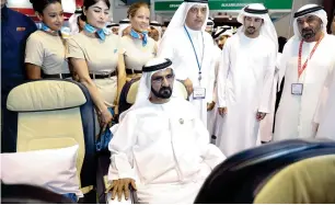  ??  ?? His Highness Sheikh Mohammed bin Rashid Al Maktoum, Vice-President and Prime Minister of the UAE and Ruler of Dubai, and Sheikh Hamdan bin Mohammed bin Rashid Al Maktoum, Crown Prince of Dubai, during the opening of Arabian Travel Market at the Dubai...