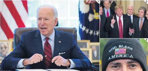  ?? FOTOS: AP ?? (1) Para Biden esta es una oportunida­d de reiniciar el debate sobre una reforma migratoria. (2) El gobierno de Trump aprobó más de 400 decretos ejecutivos para frenar la inmigració­n y castigar a los indocument­ados. (3) El gobierno anunció que instruyó al Servicio de Inmigració­n y Control de Aduanas que limitara las detencione­s y expulsione­s de inmigrante­s irregulare­s.