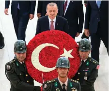  ??  ?? Turkish President Recep Tayyip Erdogan visits Anitkabir, the mausoleum of modern Turkey’s founder Ataturk yesterday