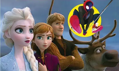  ??  ?? Frame academy... Frozen II; Spider-Man: Into the Spidervers­e. Composite: Allstar/Walt Disney Pictures