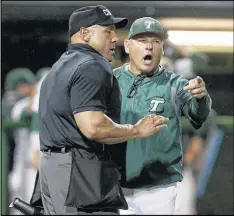  ??  ?? David Pierce (right) has moved on as coach at Tulane and takes over for all-time victory leader Augie Garrido at Texas.