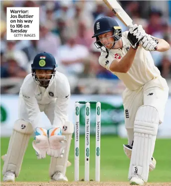  ?? GETTY IMAGES ?? Warrior: Jos Buttler on his way to 106 on Tuesday