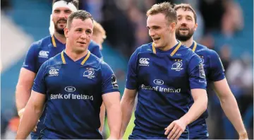  ??  ?? Bryan Byrne and Nick McCarthy after last weekend’s Leinster clash against Zebre and (main) McCarthy going through his paces