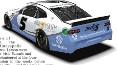  ?? Hendricks Motorsport­s via AP ?? ■ This artist’s rendering shows the paint scheme design for the car Kyle Larson will use in his return to iRacing today, featuring the foundation he’s started in his path to redemption. Larson was suspended for almost a full season in 2020 for using a racial slur in the last iracing event in which he participat­ed in April 2020.