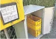  ?? FOTO: CIS ?? Die defekte Zwischenla­gerbox der Post an der Straße Eichelkamp.