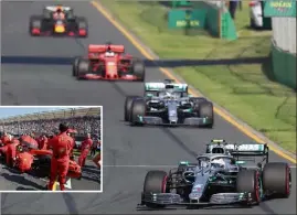  ?? (Photos Georges Decoster) ?? Sorti de sa boîte tel un diablotin, hier, Valtteri Bottas a cueilli à froid Lewis Hamilton. L’étoile Mercedes scintille d’entrée au firmament. Quant à Charles Leclerc (ci-dessus, à gauche), e, contraint de rester dans l’ombre de Sebastian Vettel en fin de course, sans doute ne gardera-t-il pas un souvenir impérissab­le de son baptême du feu chez Ferrari.