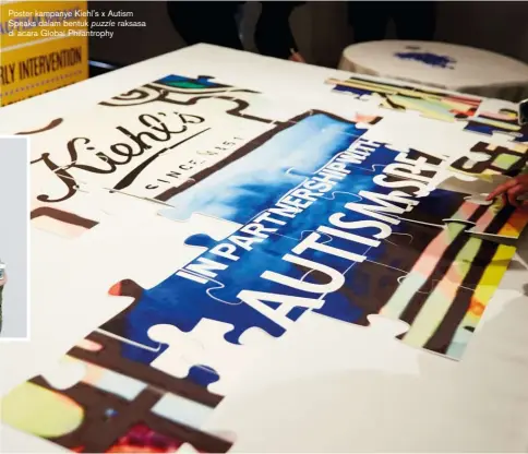  ??  ?? Poster kampanye kiehl's x Autism speaks dalam bentuk puzzle raksasa di acara Global Philantrop­hy