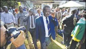  ?? AP PHOTO ?? Kenyan opposition leader Raila Odinga arrives to make a statement to the media in Nairobi, Kenya. In his first public statement since President Uhuru Kenyatta was declared the winner of the Oct. 26 election, Odinga called the election a “sham” and said...