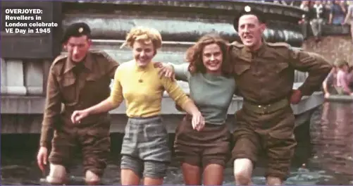  ??  ?? OVERJOYED: Revellers in London celebrate VE Day in 1945