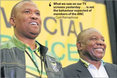  ?? Picture: SIBONGILE NGALWA ?? UNITED STAND: Newly elected ANC provincial chairman Oscar Mabuyane, left, with Deputy President Cyril Ramaphosa