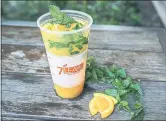  ?? 7LEAVES ?? The 7 Leaves Cafe, which has recently opened a Campbell location, has created a summer mint tea drink with passion fruit and freshsquee­zed orange juice.