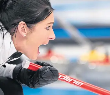  ?? ?? CHINA CRISIS: Eve Muirhead was frustrated after seeing Team GB slip to a narrow 8-4 defeat to China, leaving her curling medal hopes on the brink.