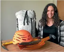  ?? PHOTO: SKARA BOHNY/STUFF ?? Dulkara Martig with her pick and climbing gear ready to traverse the Southern Alps.